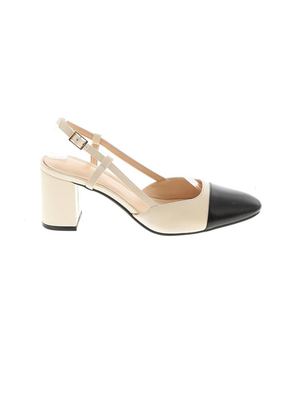 Nine West Two-Tone Slingback Pumps in White and Black 10